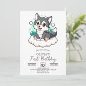 Bossen Custom Digitale Wolf 1e Verjaardag Kaart (Staand voorkant)