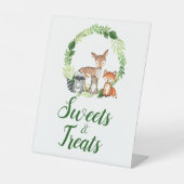 Bossen Dieren Baby shower Sweets & Trees Sign Reclamebord Met Voetstuk (Voorkant)