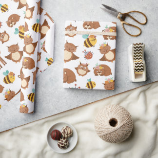 Bossen Dieren Fox Deer Kids Birthday Cadeaupapier