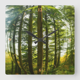 Bossen door het oog van een vis vierkante klok