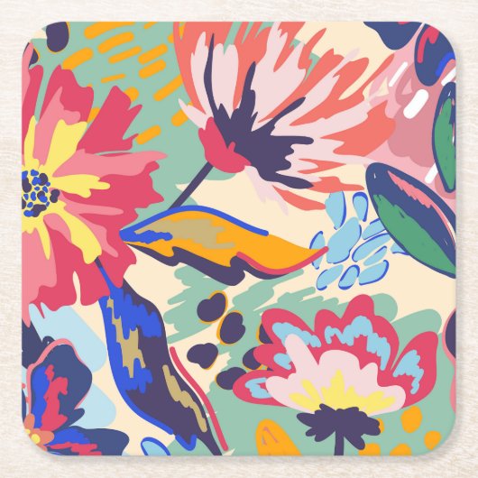 Bossen en rozen vierkante kartonnen onderzetter (Voorkant)