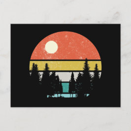 Bossen in het landschap Natuur Retro Sunset Forest Briefkaart