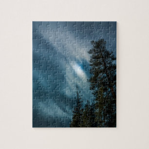 Bossen in Moonlight Night Sky Legpuzzel