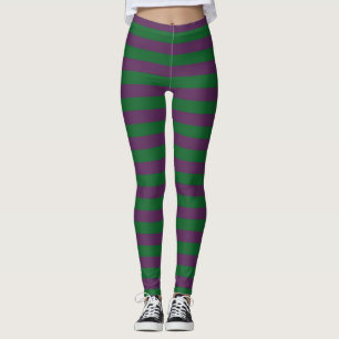 Bossen met groene en Paarse strepen Leggings