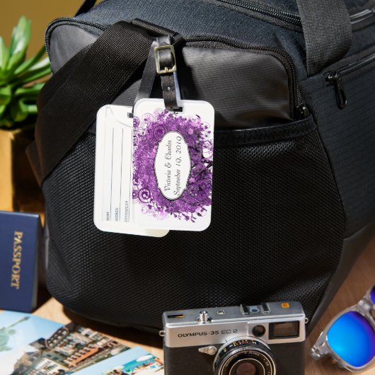 Bossen met Paarse hardebomen Bagagelabel (Voorkant & Achterkant)