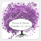 Bossen met Paarse hardebomen Vierkante Sticker (Voorkant)