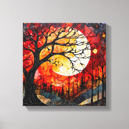 Bossen onder Full Moon canvas print