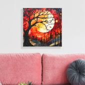 Bossen onder Full Moon canvas print (Insitu (Woonkamer))