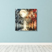 Bossen onder volle maan canvas afdruk (Insitu (Houten vloer))