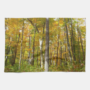 Bossen van geelbladeren Autumn Landschap Theedoek