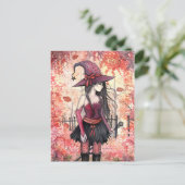 Bossen van het Autumn Witch Briefkaart (Staand voorkant)