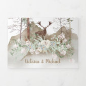 Bossen Waterverf Forest Wedding Drieluik Uitnodiging (Cover)