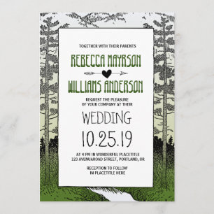 Bossen Woodland Forest Trees Mountain Wedding Kaart
