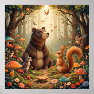 Bossenbijeenkomst van Schattige Dieren Poster