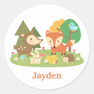 Bossendier in de Cute Woodland voor kinderen Ronde Sticker