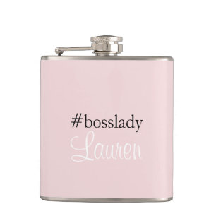 #Bosslady roze Kalligrafie Aangepaste naam Heupfles