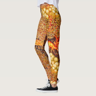 BOSSTE DIEREN, GEDEERD DOOR EEN Rood-Gele BROEK Leggings