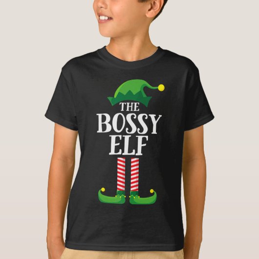 Bossy Elf Matching Familiegroep Kerstfeest Py T-shirt (Voorkant)