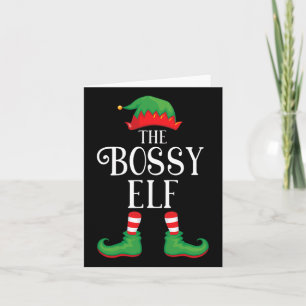Bossy Elf Matching Group Xmas Funny Family Christm Kaart