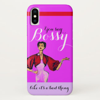 Bossy Gal Retro Magenta iPhone X Hoesje
