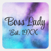 Bossy Lady Est. Vierkante Sticker (Voorkant)