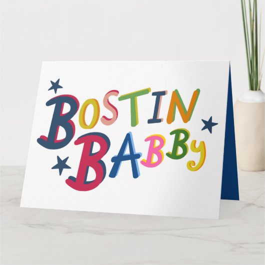 BOSTIN BABBY Black Country Words New Baby Kaart (Voorkant)