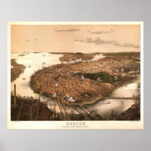 Boston 1877 Reproduction Lithograaf Poster