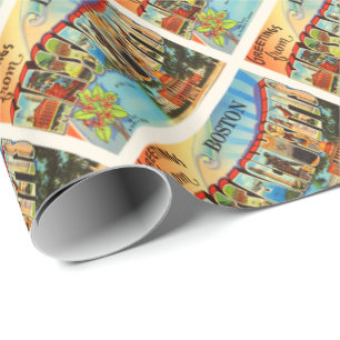 Boston #2 Massachusetts MA Vintage Travel Souvenir Cadeaupapier