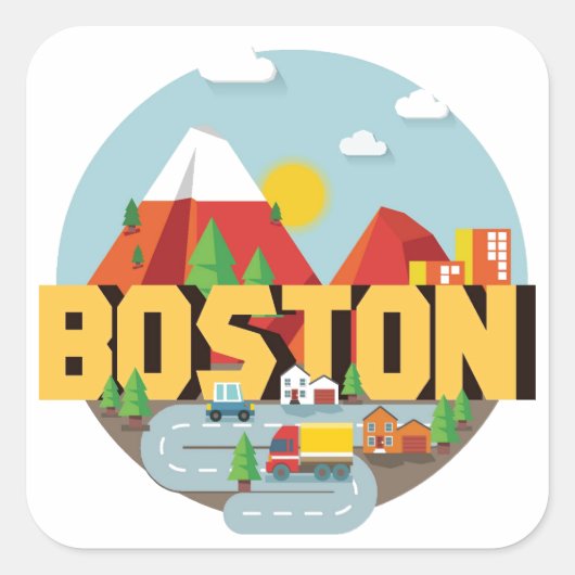 Boston als bestemming vierkante sticker (Voorkant)