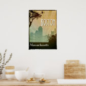 Boston Art Deco Design City Poster (Cuisine)
