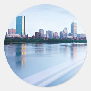 Boston Back over Charles River Ronde Sticker