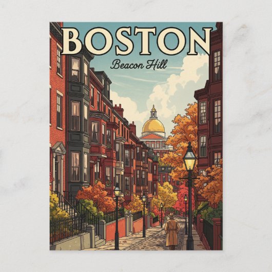  Boston Beacon Hill Reizen Briefkaart (Voorkant)