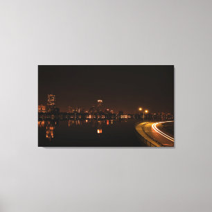 Boston bij nacht canvas afdruk