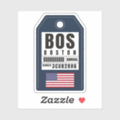 Boston Boarding Pass - Massachusetts BOS Sticker (Vel)
