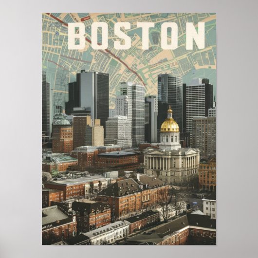 Boston, Boston, Massachusetts City Skyline met kaa Poster (Voorkant)