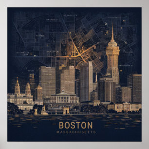 Boston, Boston Massachusetts Stadsgezicht Met Kaar Poster