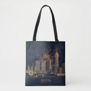Boston, Boston Massachusetts Stadssilhouet Met Kaa Draagtas