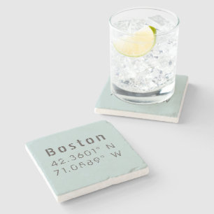 Boston breedtegraad lengtegraad stenen onderzetter