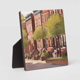 Boston Brownstones   Beacon Street Aquarel Kunst Fotoplaat