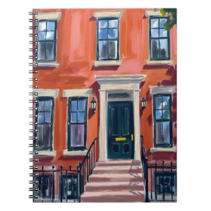 Boston Brownstones Massachusetts Aquarel Notitieboek