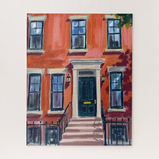 Boston Brownstones Massachusetts Watercolor Legpuzzel (Verticaal)