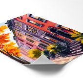 Boston Brownstones Waterverf Massachusetts Poster (Hoek)