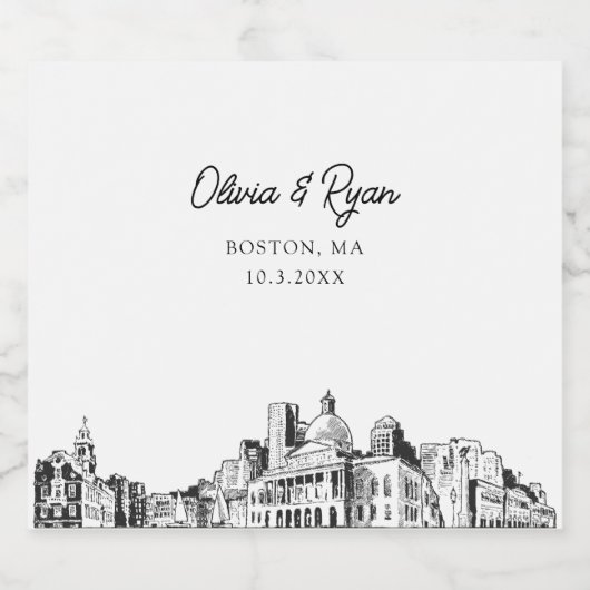 Boston bruiloft gepersonaliseerde champagne label sparkling wijnetiket (Enkel label)