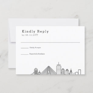 Boston bruiloft   Gestileerde Skyline RSVP Kaartje