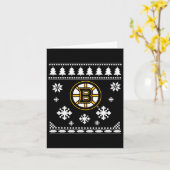 Boston Bruins Lelijke Kersttrui Vakantie Kaart (Gele Bloem)