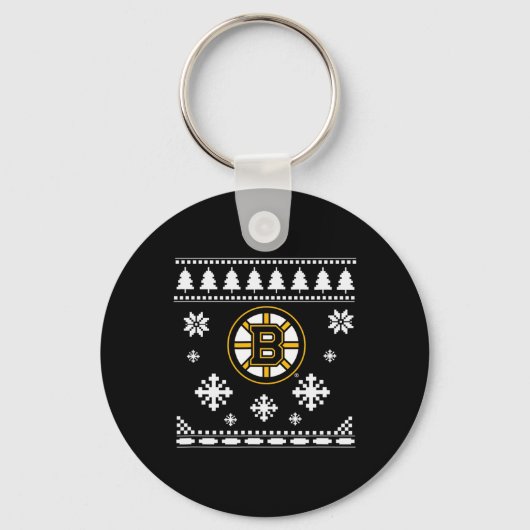 Boston Bruins Lelijke Kersttrui Vakantie Sleutelhanger (Voorkant)