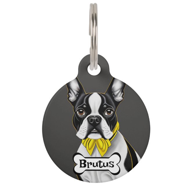 Boston Bull Terrier Personalize Huisdierpenning (Voorkant)