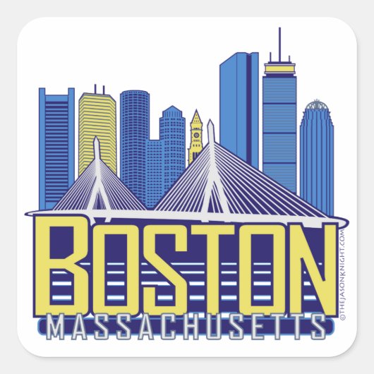 Boston City Kleuren Vierkante Sticker (Voorkant)