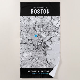 Boston City Map + je aangepaste locatie Strandlaken