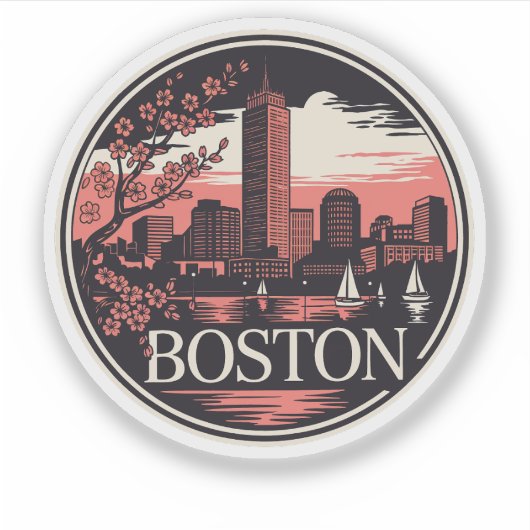 Boston City Massachusetts Verenigde Staten Sticker (Voorkant)